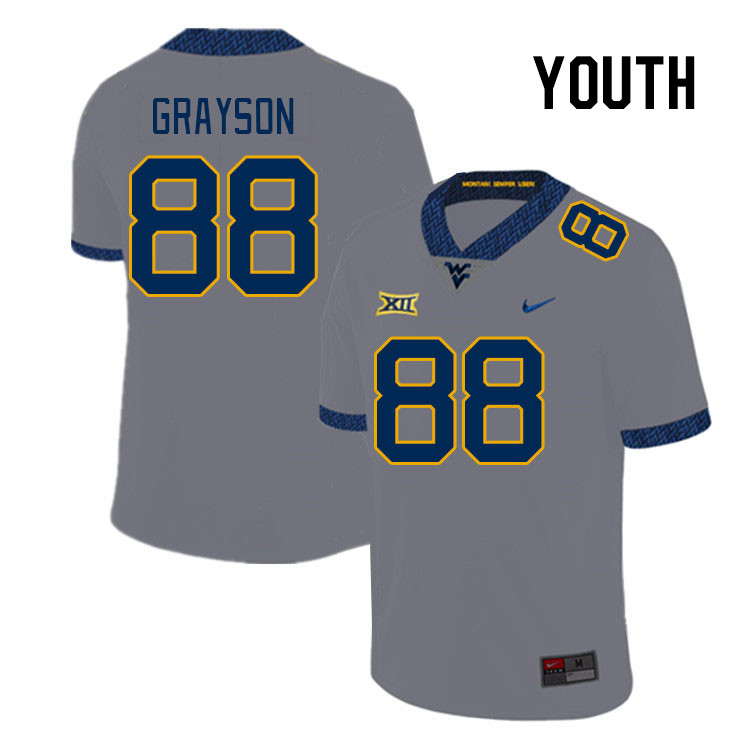 Youth #88 Donovan Grayson West Virginia Mountaineers College Football Jerseys Stitched Sale-Gray